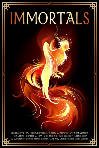 artistically painted, the fire bird with a long beautiful tail on a black background.